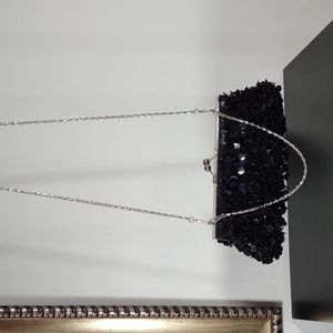 Black Paillettes Sequin Convertible Clutch Bag
